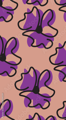 Imagen de hojas abstractas en formato vertical de color morado estilo bugambilia 