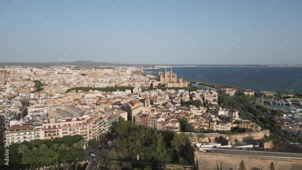 Aerial video of the city of Palma de Mallorca Spain Aerial video of the city of Palma de Mallorca Spain
