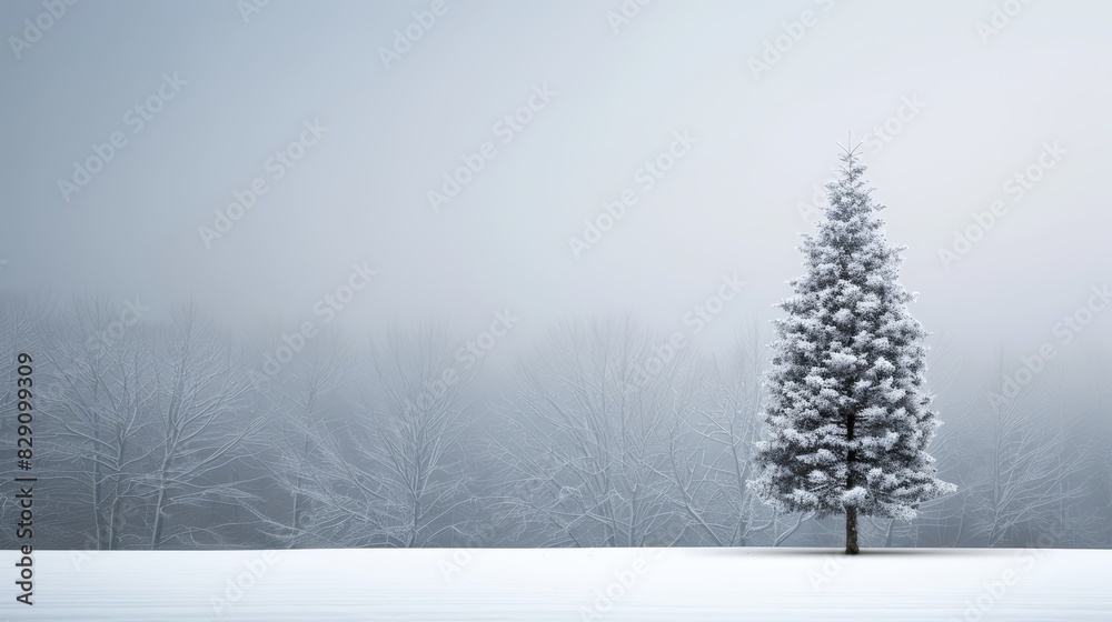 Winter landscape of snowy nature. Winter trees background