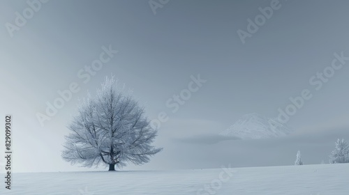Winter landscape of snowy nature. Winter trees background © megavectors