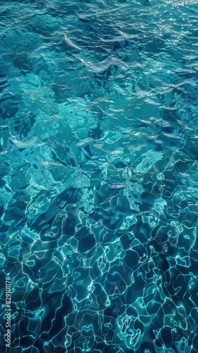Aerial view of crystal clear turquoise water, ocean texture, sea surface.