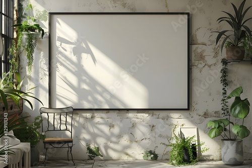 Room with white board and plants photo