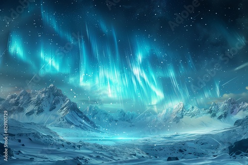 A stunning display of aurora lights dancing in the sky above a majestic mountain range