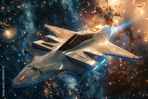 Wallpaper Mural 3d illustration of spaceship flying in the glittering sky Torontodigital.ca