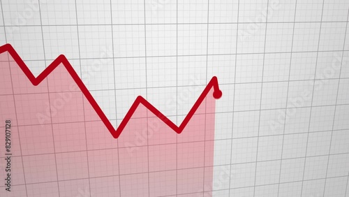 High angle red stock market graphic going down crash bearish white 2d animation