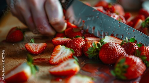 Cutting and preparing cooking strawberries wallpaper background