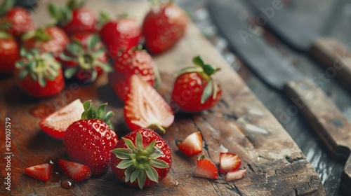 Cutting and preparing cooking strawberries wallpaper background