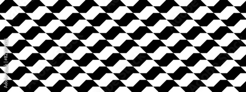 Sao Paulo sidewalk pattern. Famous beach pavement in Brazil. Repeated black and white curved texture in Portuguese pavement style. Wall or floor mosaic tile background. Vector graphic illustration.