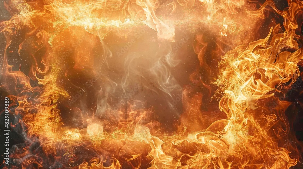 Obraz premium Fire flame frame for text place wallpaper background 