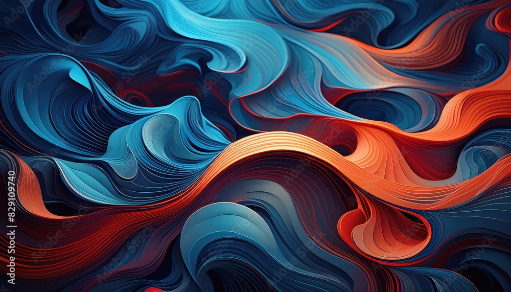 Vibrant Abstract Flowing Shapes in Blue and Orange Vibrant Abstract Flowing Shapes in Blue and Orange