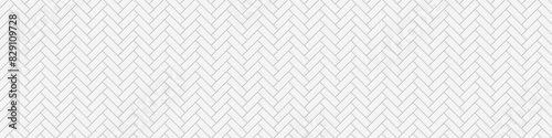 White horizontal herringbone tile background. Fishbone stone or ceramic wall background. Kitchen backsplash or bathroom floor texture. Classic pavement or parquet pattern. Vector flat illustration.