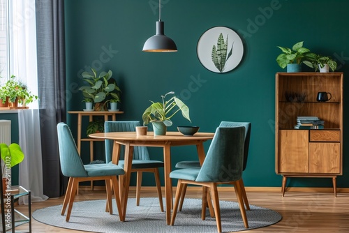 Mint Green Chairs in Stylish Dining Room