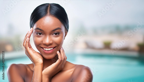 bellissima donna bellezza spa pelle liscia crema bellezza naturale piscina cura della pelle e della persona estetica estetista  photo