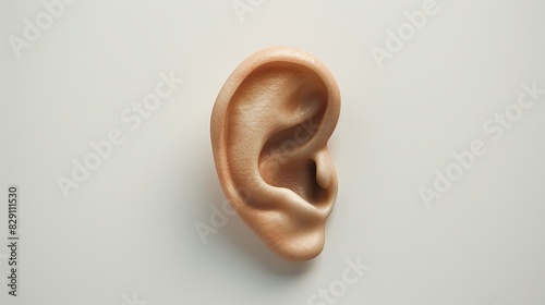 Human ear close-up on light background