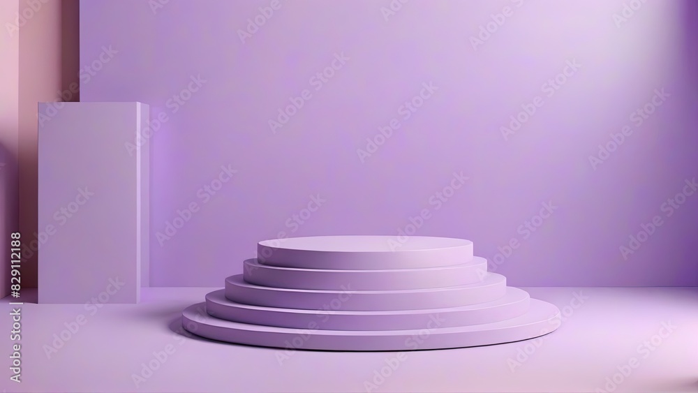 Minimal scene with podium and abstract background or texture. Pastel purple, violet colors scene. Trendy 3d render for social media banners, promotion, product show, stage for fashion on website. Minimal scene with podium and abstract background or texture. Pastel purple, violet colors scene. Trendy 3d render for social media banners, promotion, product show, stage for fashion on website.