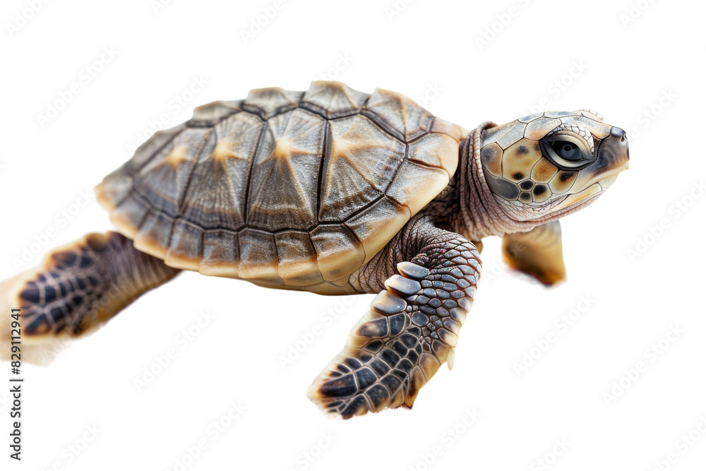 Obraz premium Adorable Baby Turtle Hatchling Isolated on Transparent Background