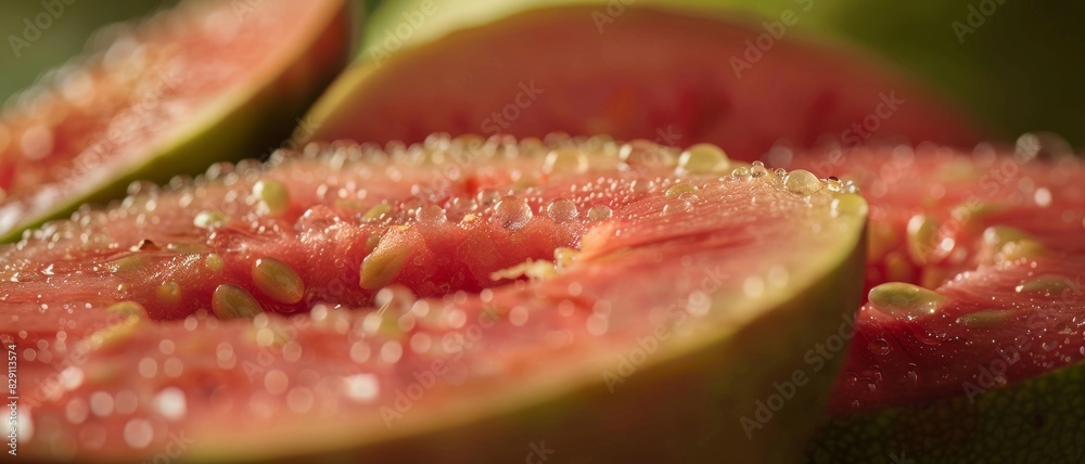 Guava fruit close-up. Pieces of guava. Guava fruit close-up. Pieces of guava.