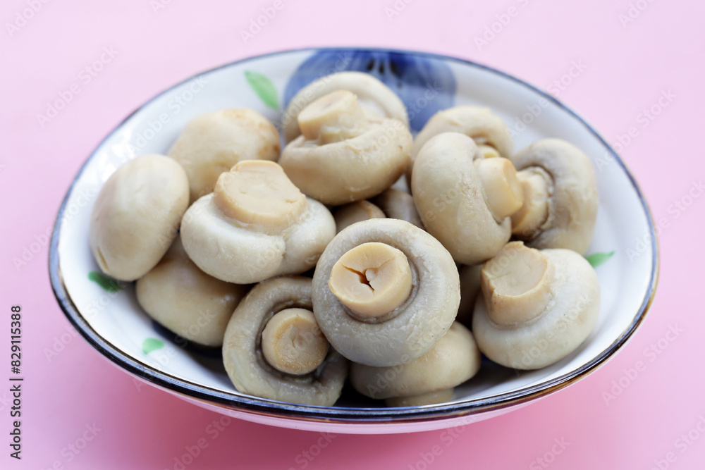 Champignon mushrooms in brine. Canned champignon mushrooms whole