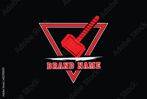 thor hammer triangle logo design