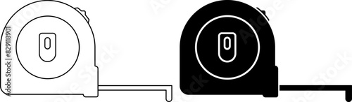 side view tape measure icon set