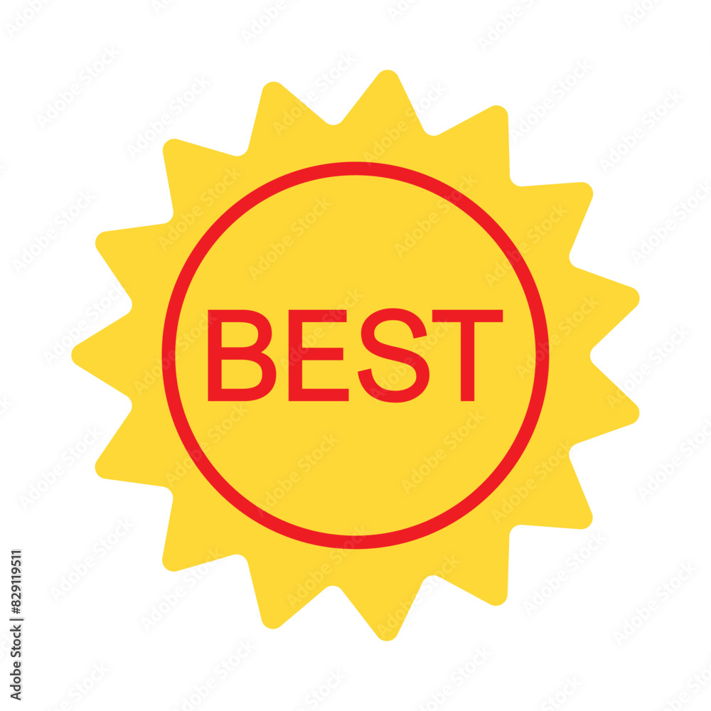 Yellow seal isolated on white background vector illustration. Gold award medal, Golden stamp with word best isolated on white. Luxury seal. Winner, Trophy, Top Quality, Promotion concept. Yellow seal isolated on white background vector illustration. Gold award medal, Golden stamp with word best isolated on white. Luxury seal. Winner, Trophy, Top Quality, Promotion concept.
