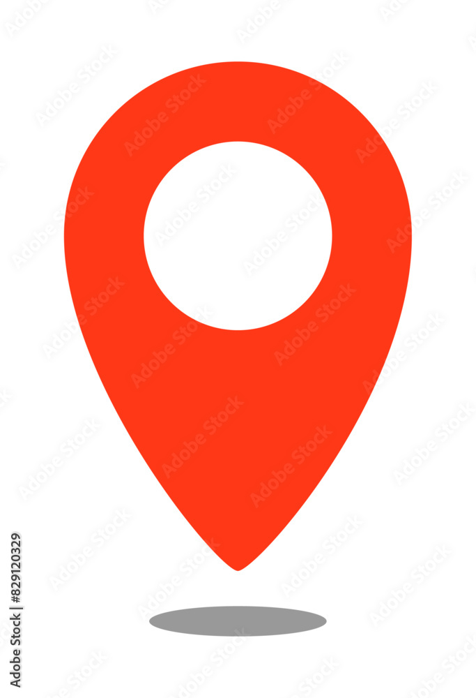 Simple red map pin icon with a shadow Simple red map pin icon with a shadow