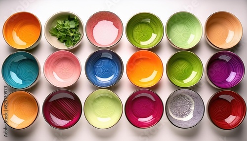 Colourful soup bowls with different ceramic