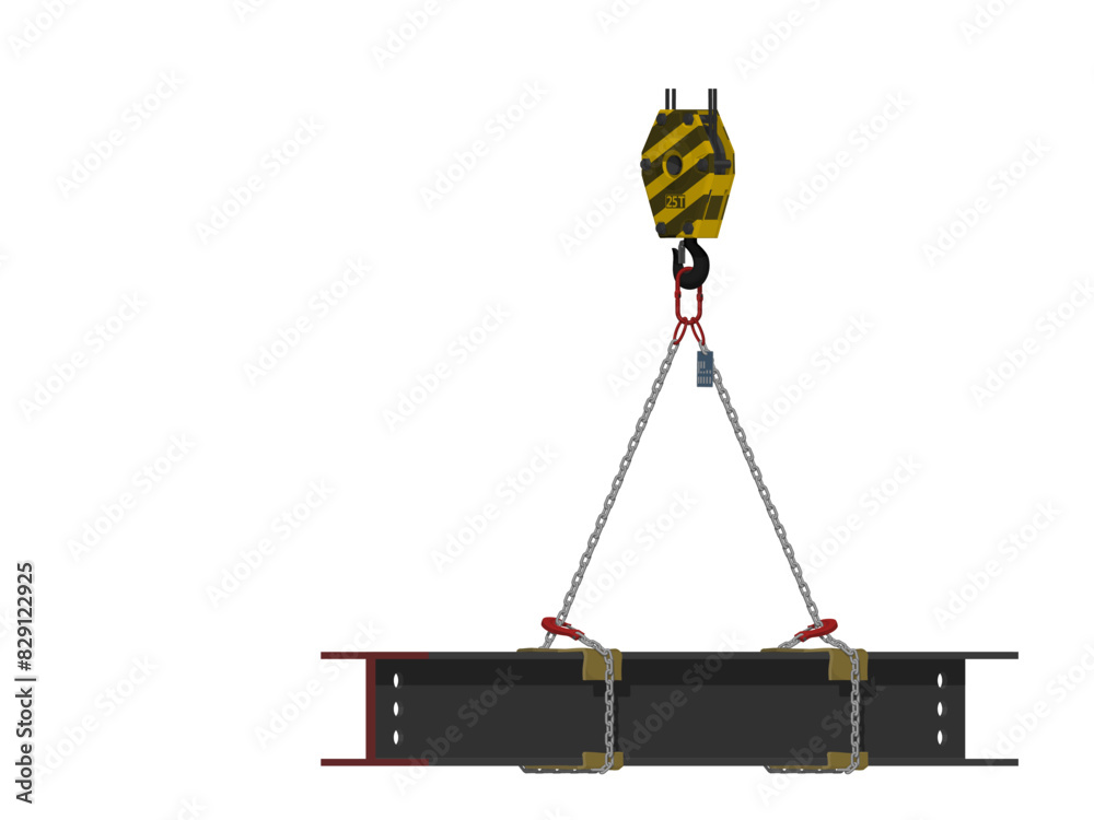 Fototapeta premium crane block with H-beam on white background