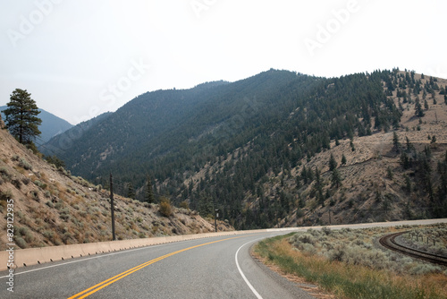 Road in mountains. Ashcroft, British Columbia.  photo