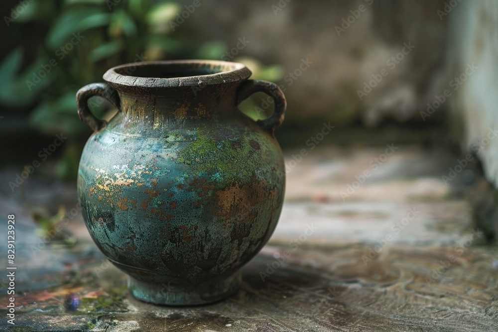 Antique ceramic vase in nature Antique ceramic vase in nature