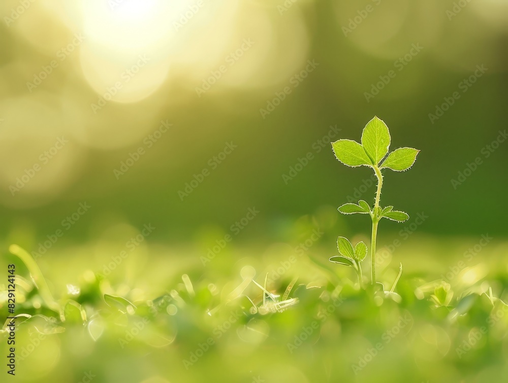 Vibrant green plant sprout in natural sunlight Vibrant green plant sprout in natural sunlight