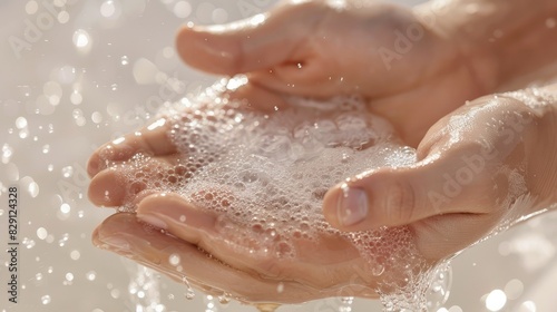 Close-up of hands washing with soap, promoting the essential practice of hand hygiene