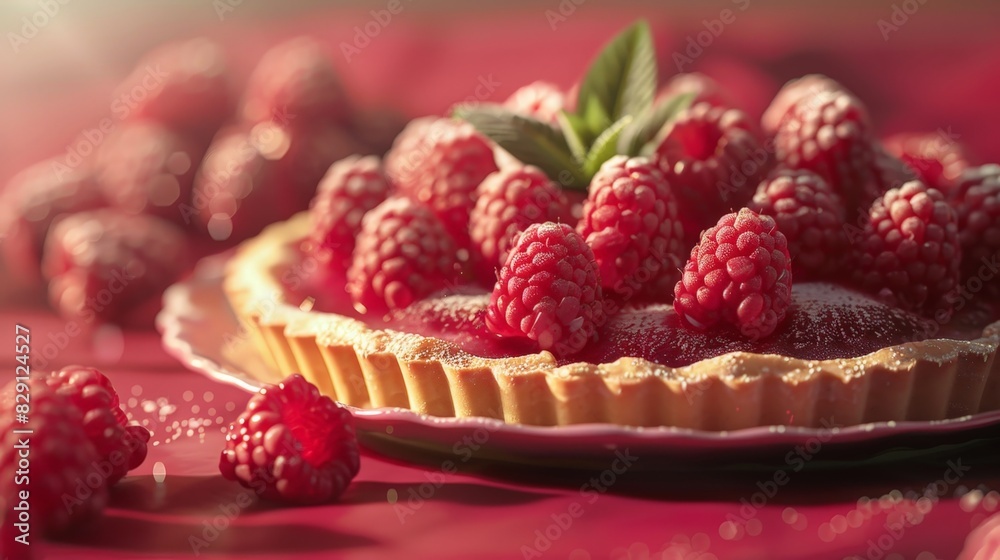 Delicious raspberry tart with fresh raspberries Delicious raspberry tart with fresh raspberries