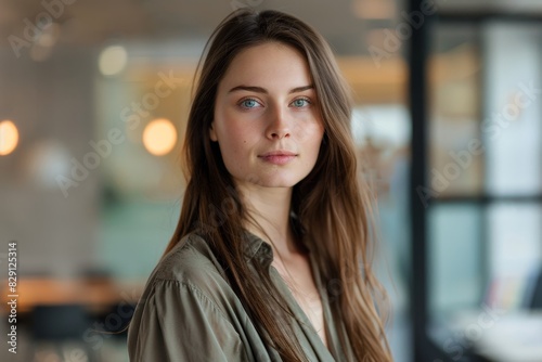 Wallpaper Mural Thoughtful young woman with long brown hair Torontodigital.ca