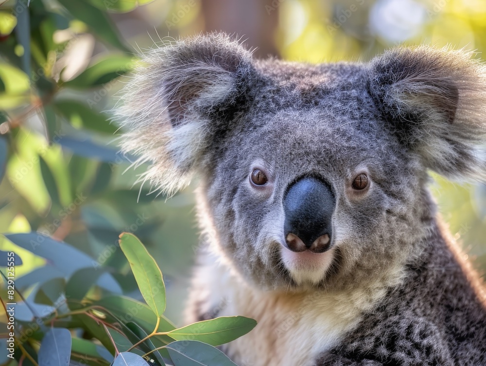 Naklejka premium Closeup of a curious koala in the wild