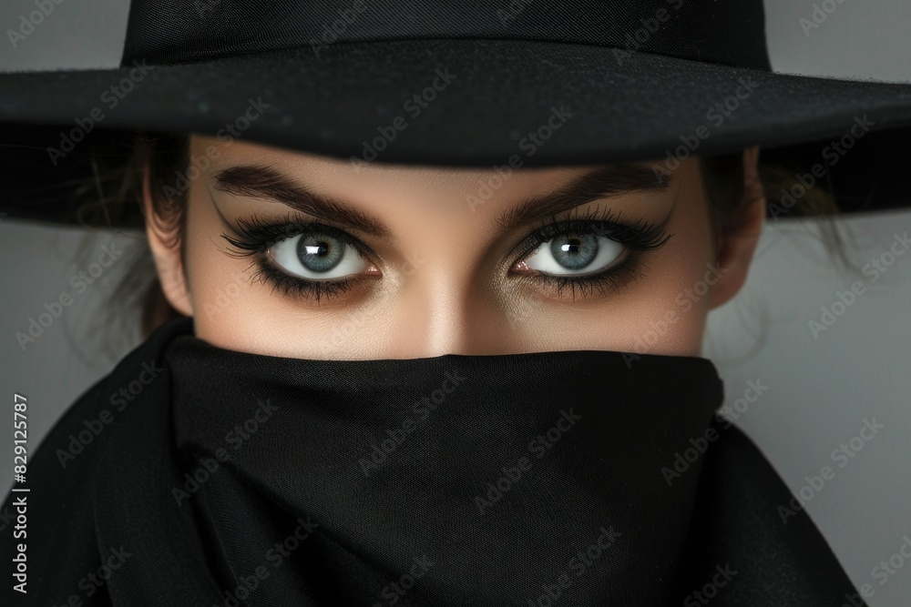 mysterious woman in black hat and veil mysterious woman in black hat and veil