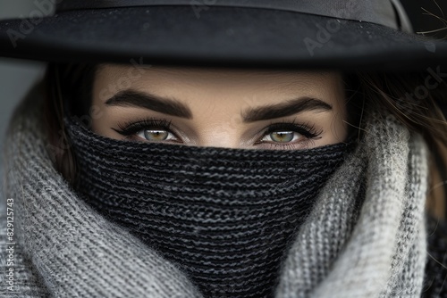 mysterious woman in winter scarf
