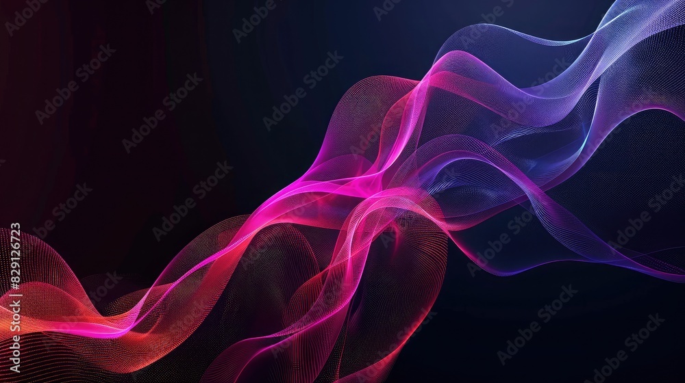 Abstract black background with flowing lines and neon light effects for a dramatic ambiance