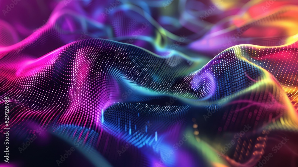 Fototapeta premium Abstract black background with gradient meshes and vibrant light reflections