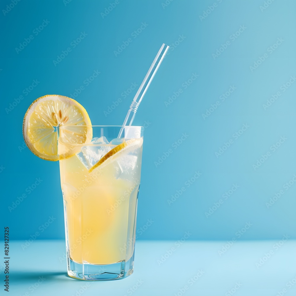 a Beige drink on a blank blue background, summery setting for a stock photo with copy space a Beige drink on a blank blue background, summery setting for a stock photo with copy space