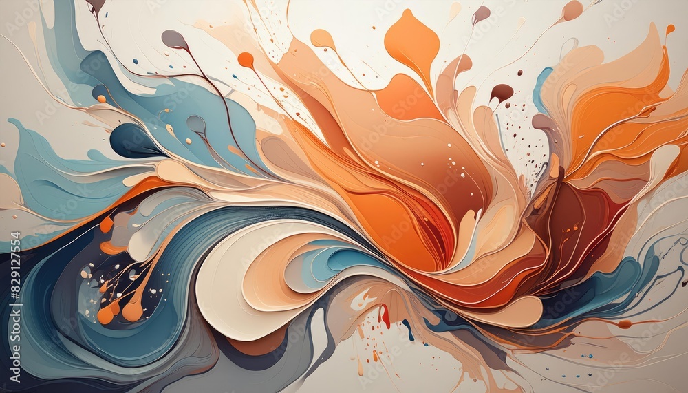 Abstract Flowing Shapes in Orange, Blue, and Beige Abstract Flowing Shapes in Orange, Blue, and Beige