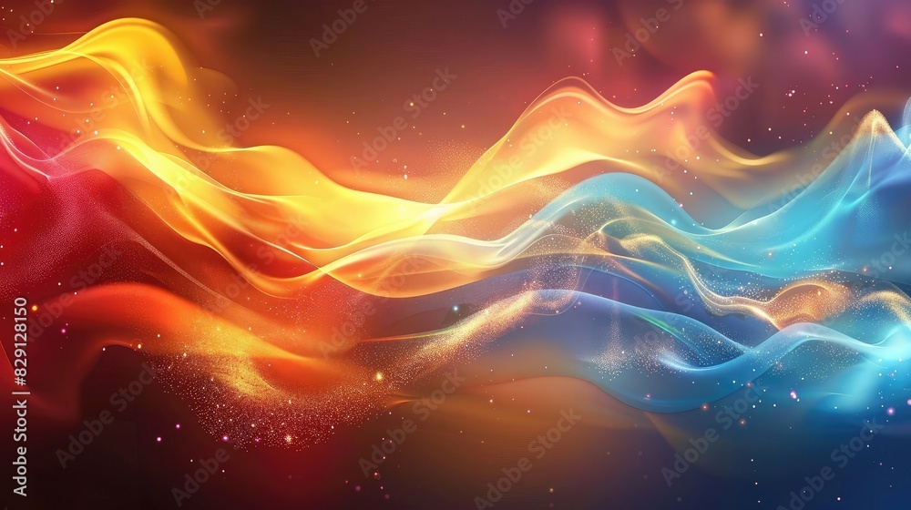 Abstract colorful wave background featuring dynamic light reflections and flowing wave patterns Abstract colorful wave background featuring dynamic light reflections and flowing wave patterns