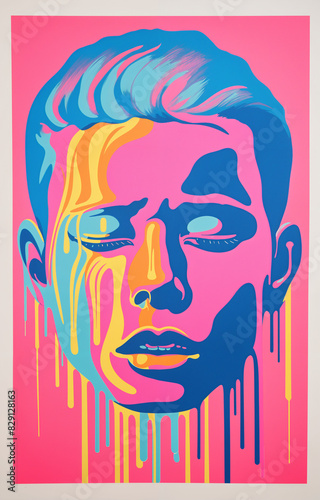 Surreal Neon Pastel Horror Poster