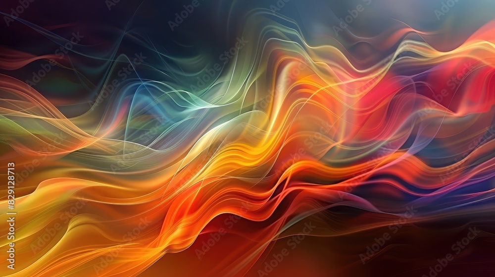 Abstract colorful wave background with elegant wave patterns and dynamic lighting transitions Abstract colorful wave background with elegant wave patterns and dynamic lighting transitions