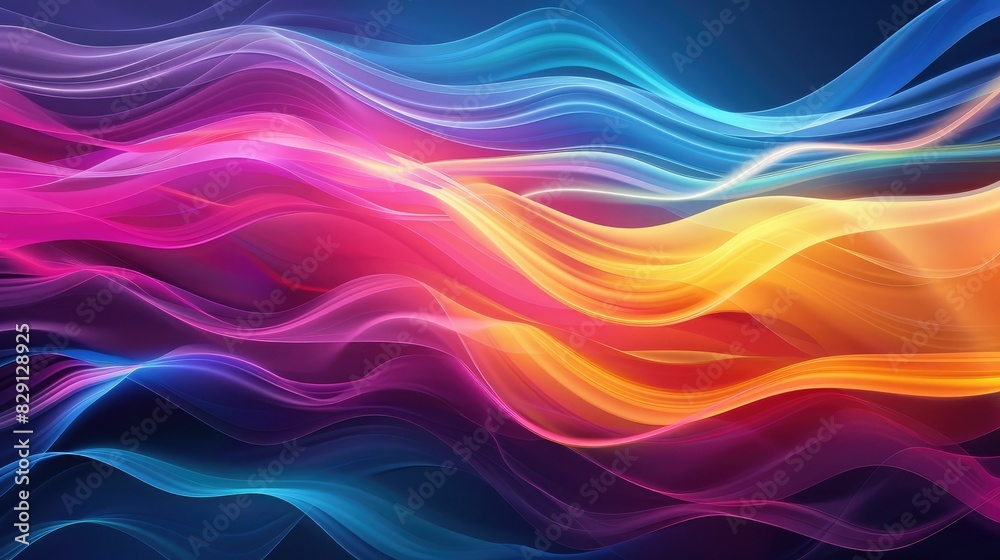 Obraz premium Abstract colorful wave background with layered wave elements and dynamic gradient effects