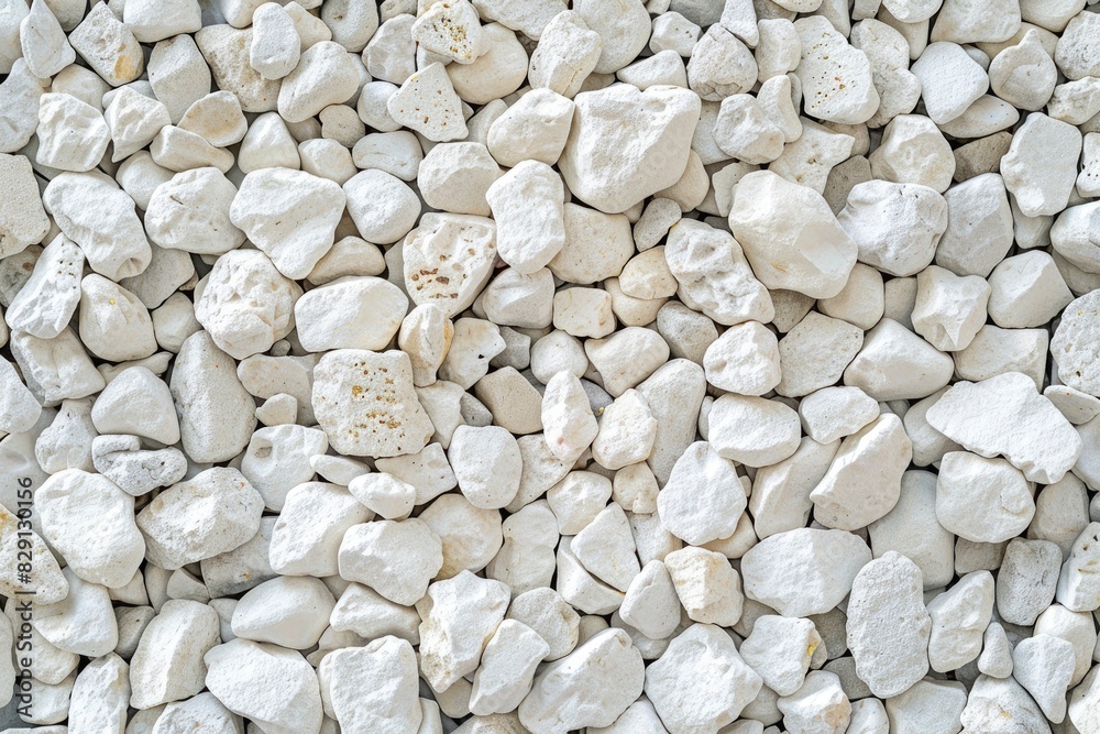 Abstract background with decorative floor pattern of white gravel stones, Gravel texture - generative ai Abstract background with decorative floor pattern of white gravel stones, Gravel texture - generative ai