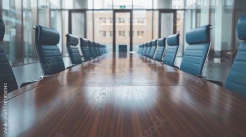 Empty boardroom with a long conference table and chairs, representing potential and decision-making