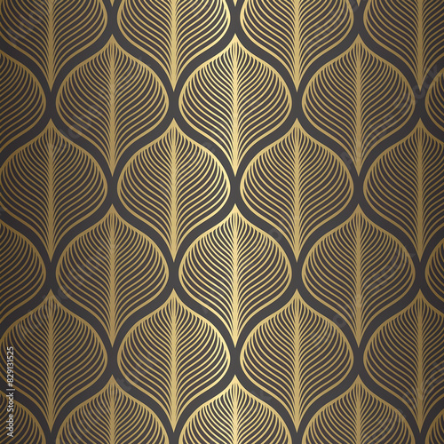 Golden, elegant, seamless pattern luxury lines, rich 