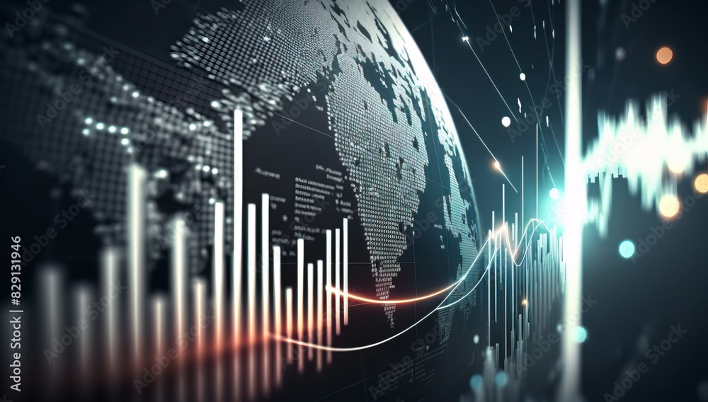 Business and economic growth on global business network. Surreal mystical fantasy artwork. impossible art Business and economic growth on global business network. Surreal mystical fantasy artwork. impossible art