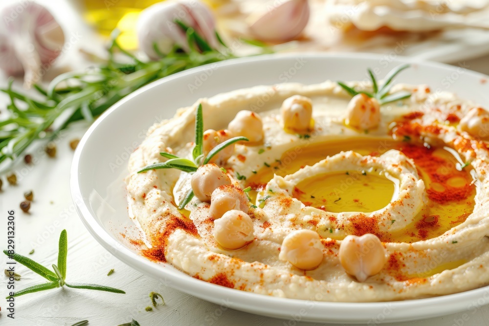 Traditional Hummus with Olive Oil and Chickpeas Traditional Hummus with Olive Oil and Chickpeas